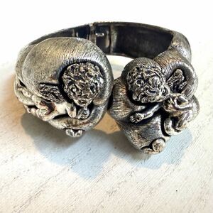 Tortolani Silver Cherub Hinged Bracelet